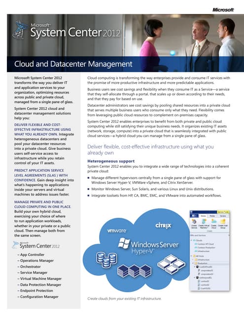 Microsoft System Center 2012 overview datasheet