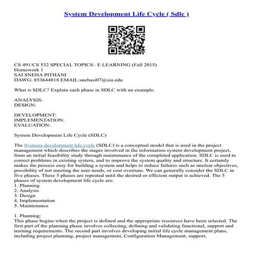System Development Life Cycle ( Sdlc )