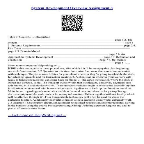 System Development Overview Assignment 3