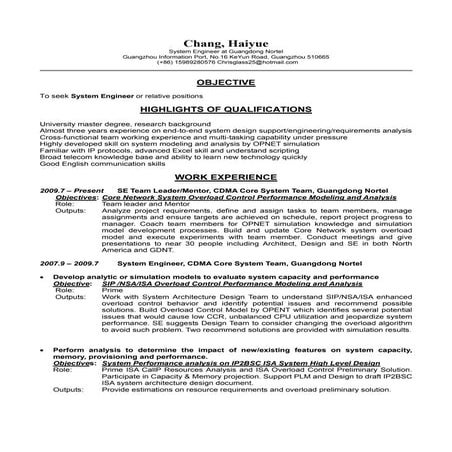 Chang Haiyue' Resume