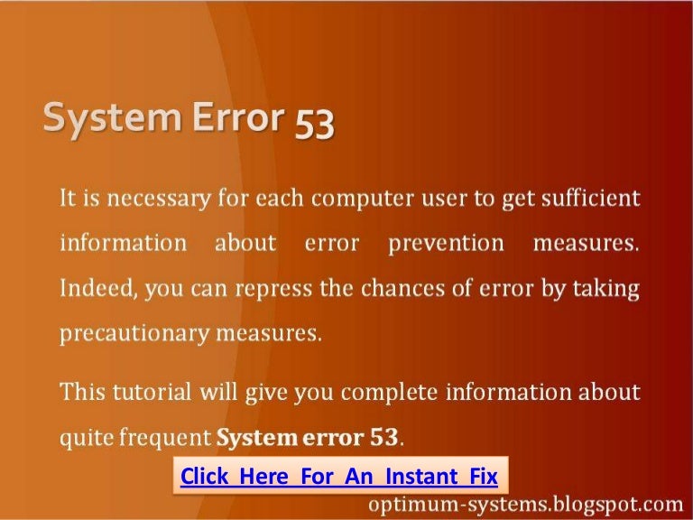 System Error 53