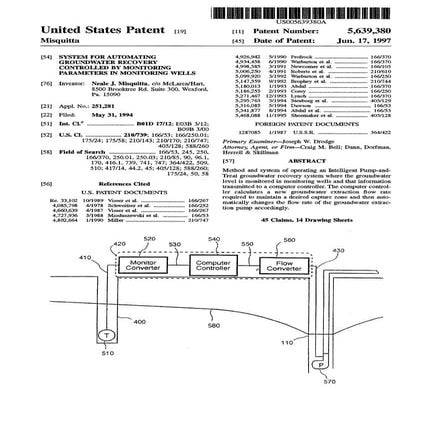 Groundwater Remediation Optimization - Neale Misquitta Patent