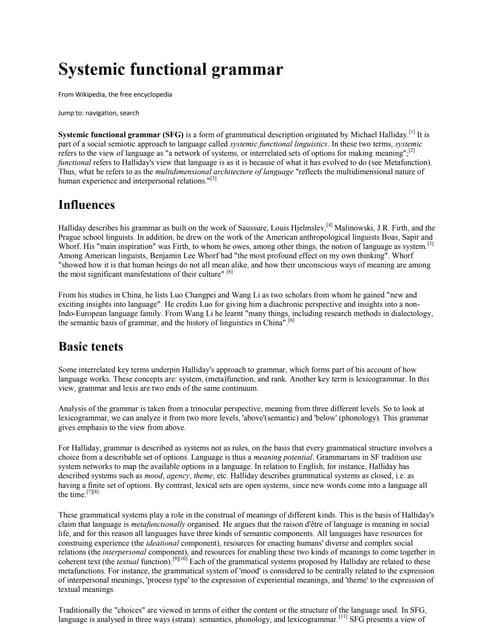 Systemic functional grammar