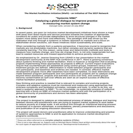 Systemic M&E Concept Note