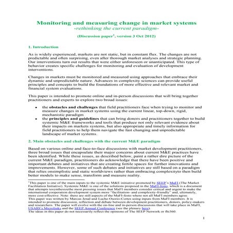 Systemic M&E discussion paper, version 2 - 9 Oct 2012