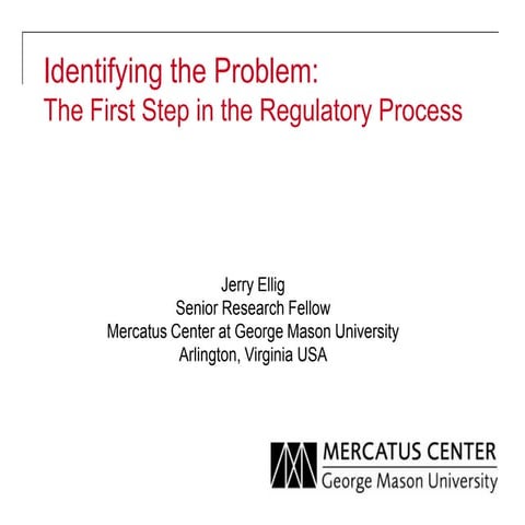 Identifying the Problem: The First Step in the Regulatory Process