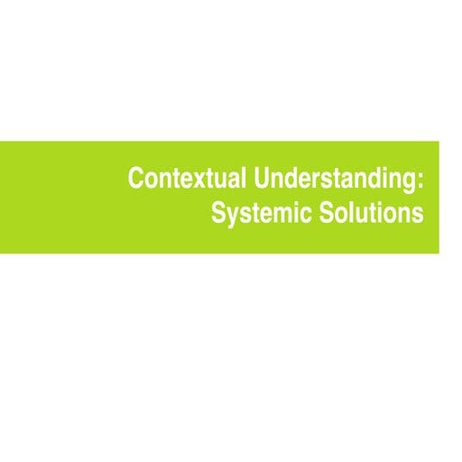 Contextual Understanding, Systemic Solutions