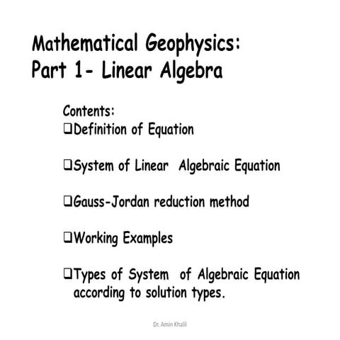 Math Geophysics-system of linear algebraic equations