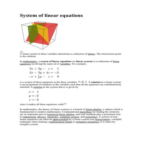 System of linear equations