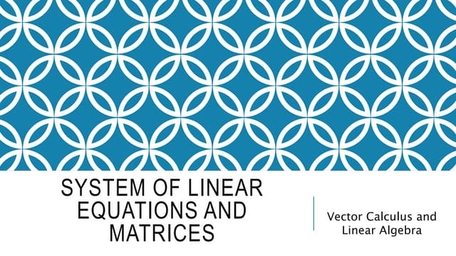  system linear equations and matrices