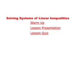 Solving Systems of Linear Inequalities | PPT
