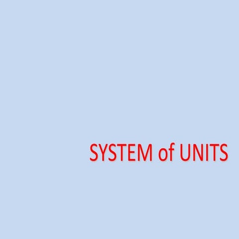 System of Units