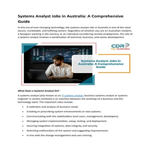 Systems Analyst Jobs in Australia: A Comprehensive Guide
