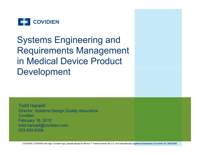 Systems Engineering and Requirements Management in Medical Device Product Dev...