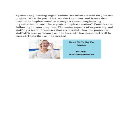Systems engineering organizations are often created for just one pro.docx
