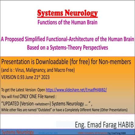 OUTDATED (Version 0.93) Systems Neurology (including Proposed ''Complexity Pr...