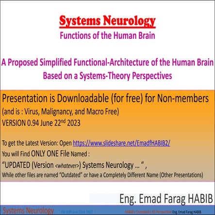 OUTDATED (Version 0.94) Systems Neurology (including Proposed ''Complexity Pr...