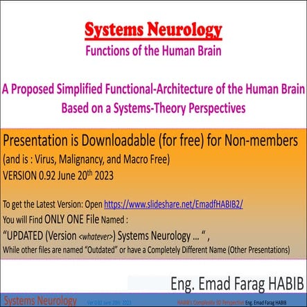 OUTDATED (Version 0.92) Systems Neurology (the only objective is My CAREER, o...
