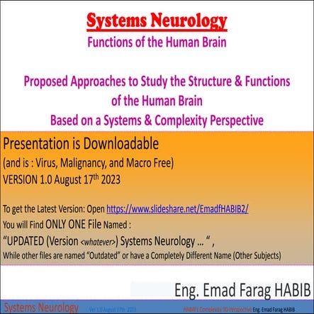UPDATED (Version 1.0) Systems Neurology (the only objective is My CAREER, onl...