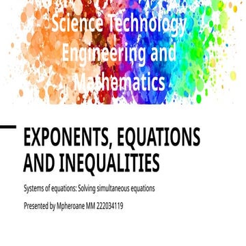 Systems of equations- Simultaneous equations
