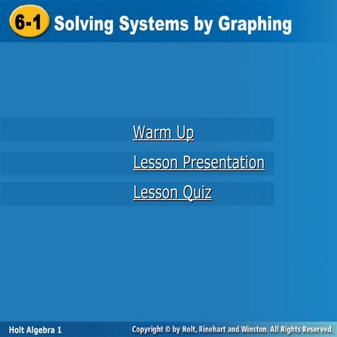 Systems of equations by graphing by graphing sect 6 1