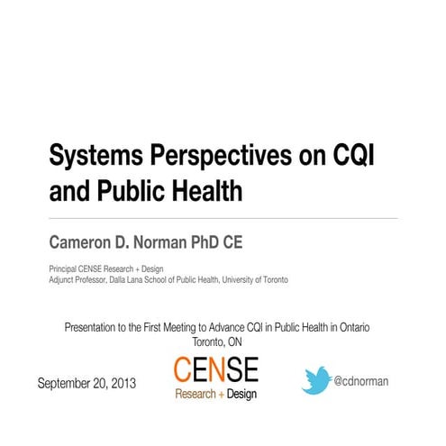 Systems Thinking in Public Health for Continuous Quality Improvement
