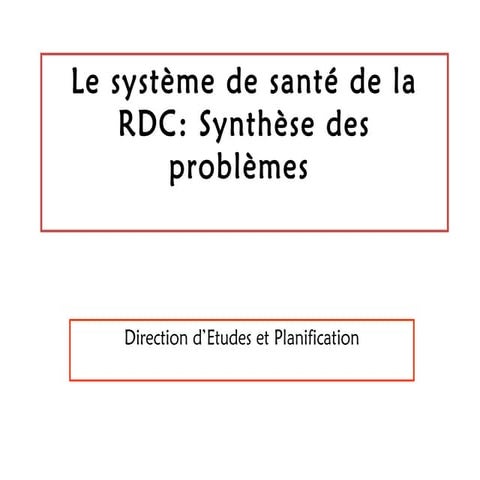 Système de santé de la rdc | PPT