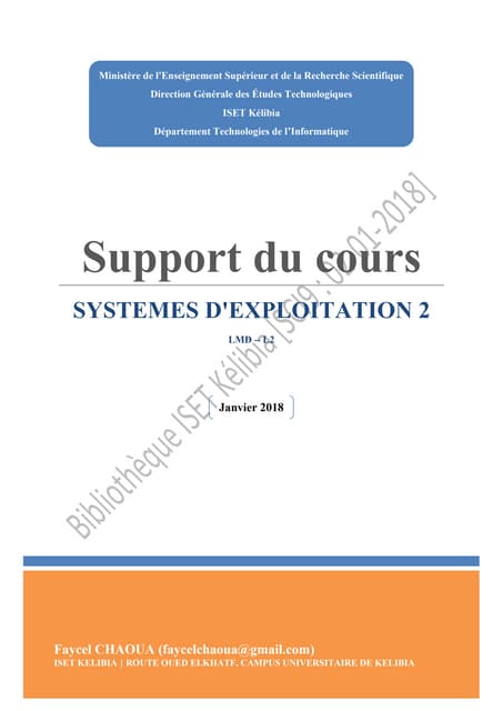 Support du cours : Systèmes d'exploitation 2 (linux)