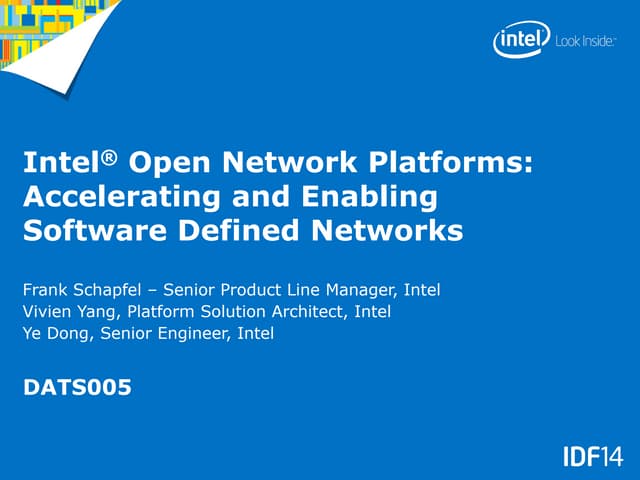 Accelerate the SDN with Intel ONP
