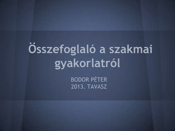 Péter Bodor presentations
