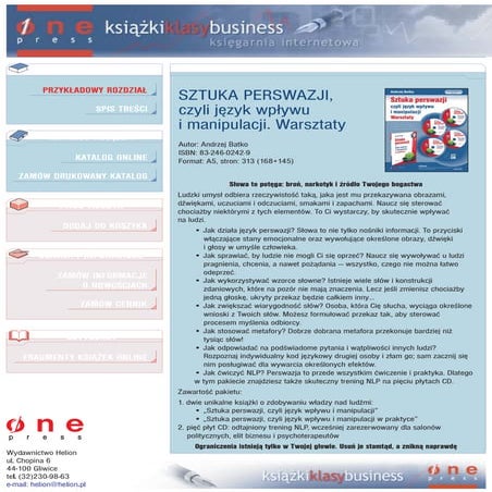 SZTUKA PERSWAZJI, czyli język wpływu i manipulacji. Warsztaty | PDF