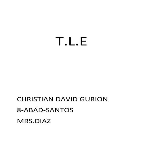 K TO 12 T.L.E MODULE GRADE 8