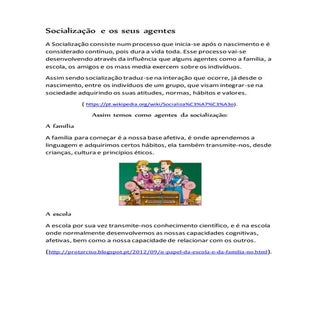 socialização e seus agentes