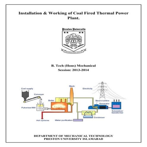 Installation & Working of Coal Fired Thermal Power Plant | PDF