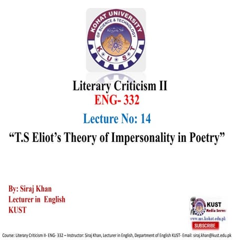 T.s eliot theory of impersonality