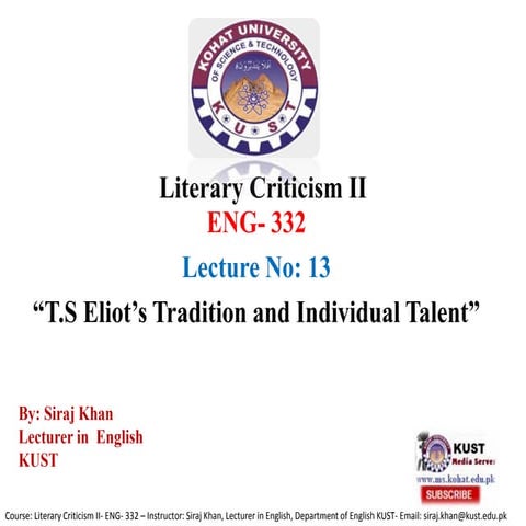 T.s eliot traditional and individual talent