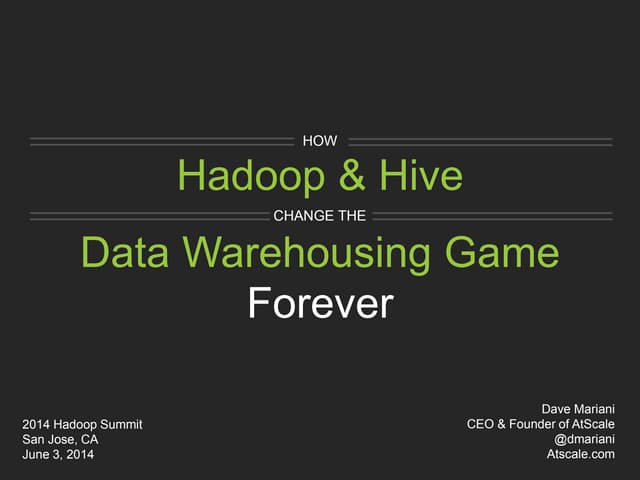 Hadoop & Hive Change the Data Warehousing Game Forever