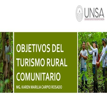 OBJETIVOS DEL TURISMO RURAL COMUNITARIO UNIDAD 2 | PDF