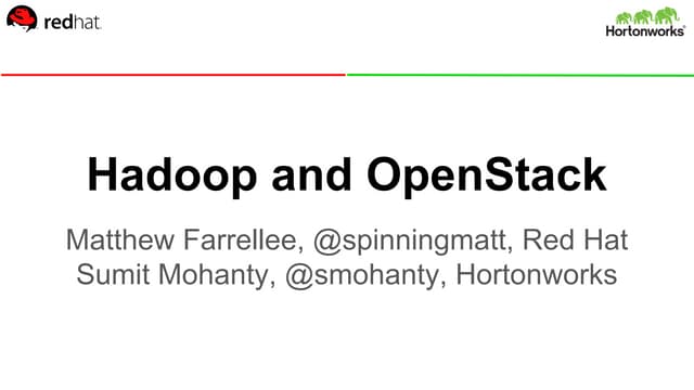 Hadoop and OpenStack