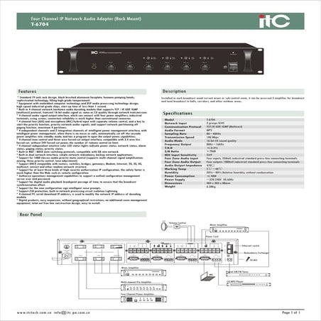 T 6700 series four channel ip network audio adapter (rack mount) t-6704