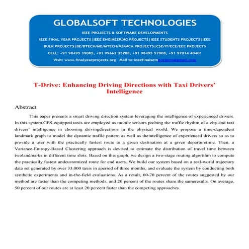 T drive enhancing driving directions with taxi drivers’ intelligence