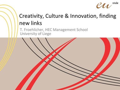 "Creativity, Culture & Innovation, finding new links" ID Campus, Liège