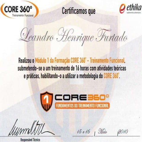 Credenciamento ao método Core 360 Treinamento Funcional