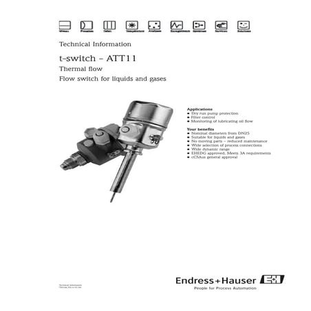T switch - att11-endress+hauser datasheet-thermal flow switch