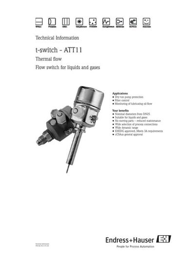 T switch - att11-endress+hauser datasheet-thermal flow switch