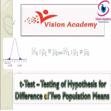 t-Test - Testing of Hypothesis for Difference of Two Population Mean | PPT