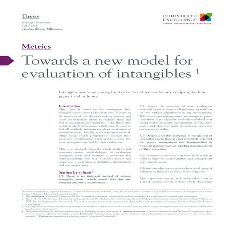 Towards a new model for evaluation of intangibles
