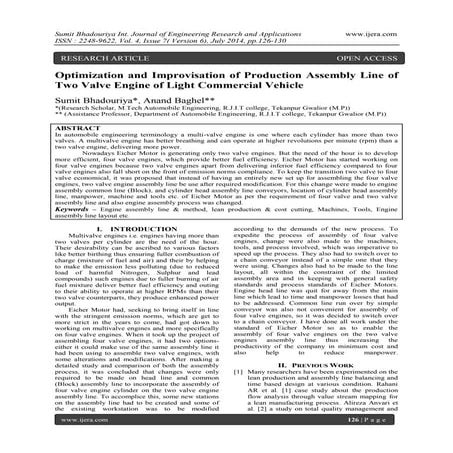 Optimization and Improvisation of Production Assembly Line of Two Valve Engin...