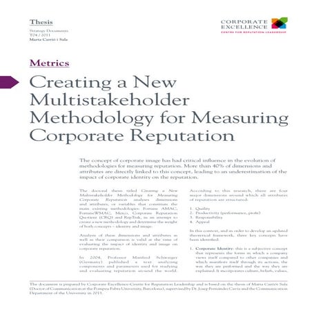 Creating a new multistakeholder methodology for measuring reputation