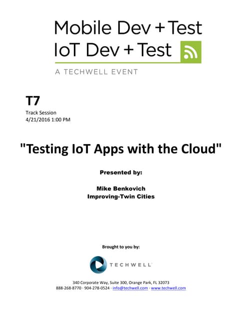 Testing IoT Apps with the Cloud